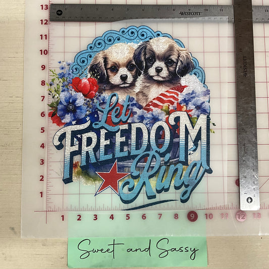 LET FREEDOM RING DOG DTF Transfer Design
