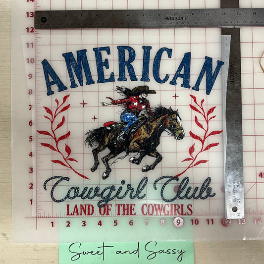 AMERICAN COWGIRL CLUB LAND OF THE COWGIRLS DTF Transfer Design