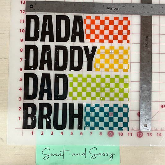 Dada. Daddy. Dad. Bruh. checkered DTF Transfer Design