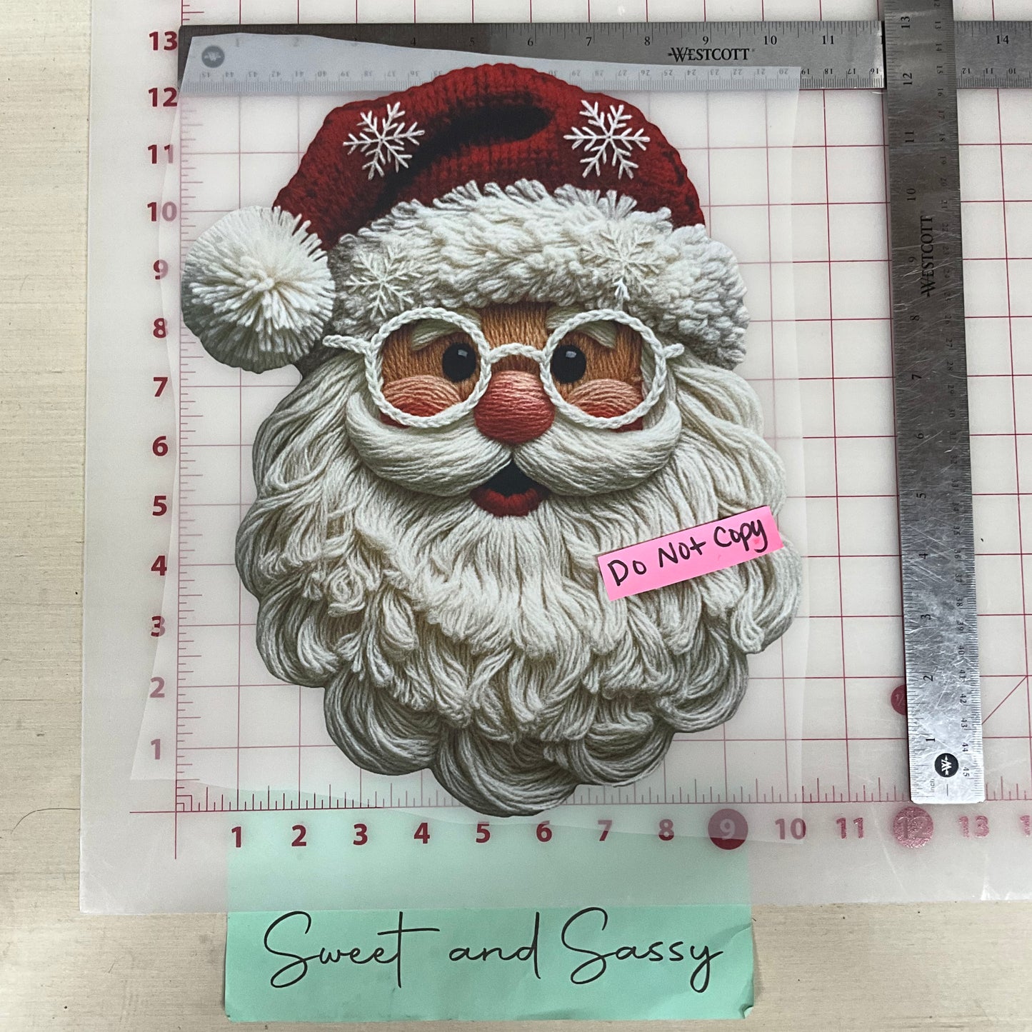 Santa glasses Yarn DTF Transfer Design