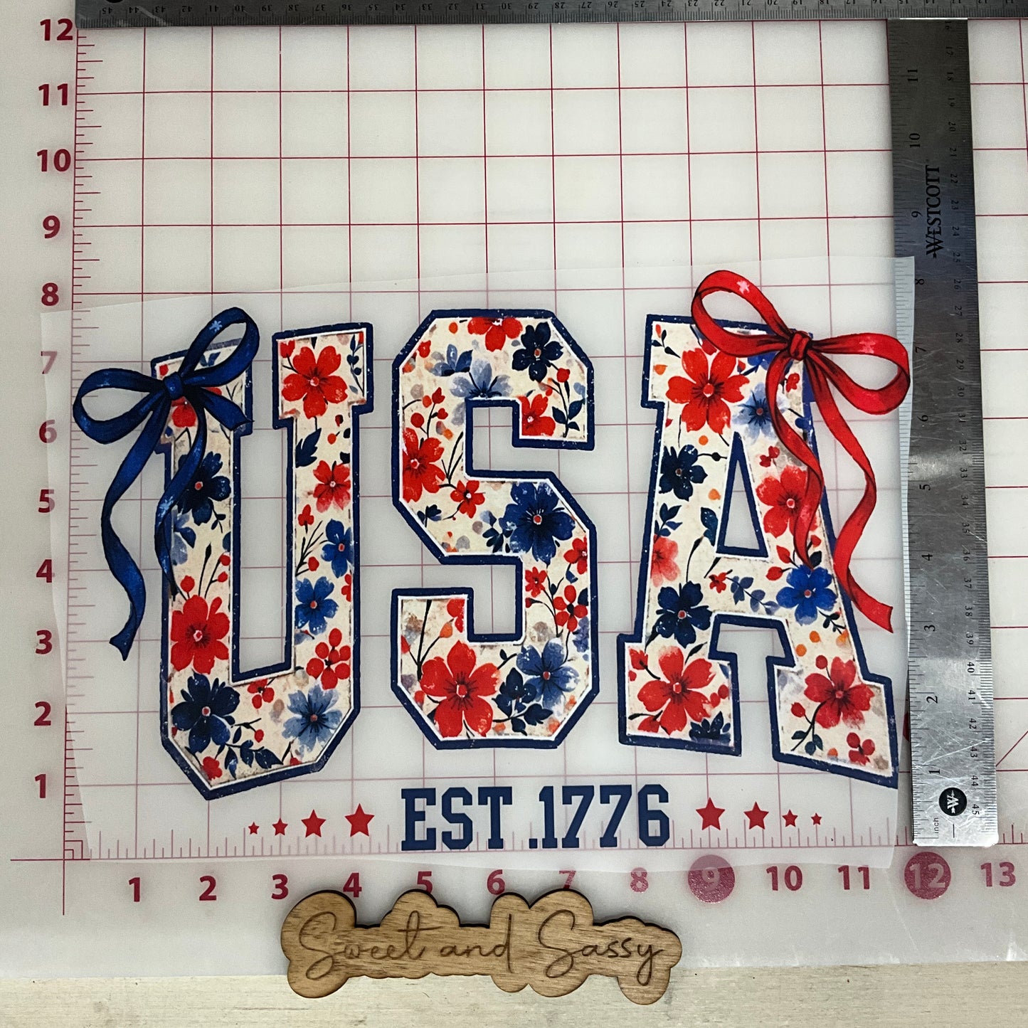 USA coquette bow floral DTF Transfer Design
