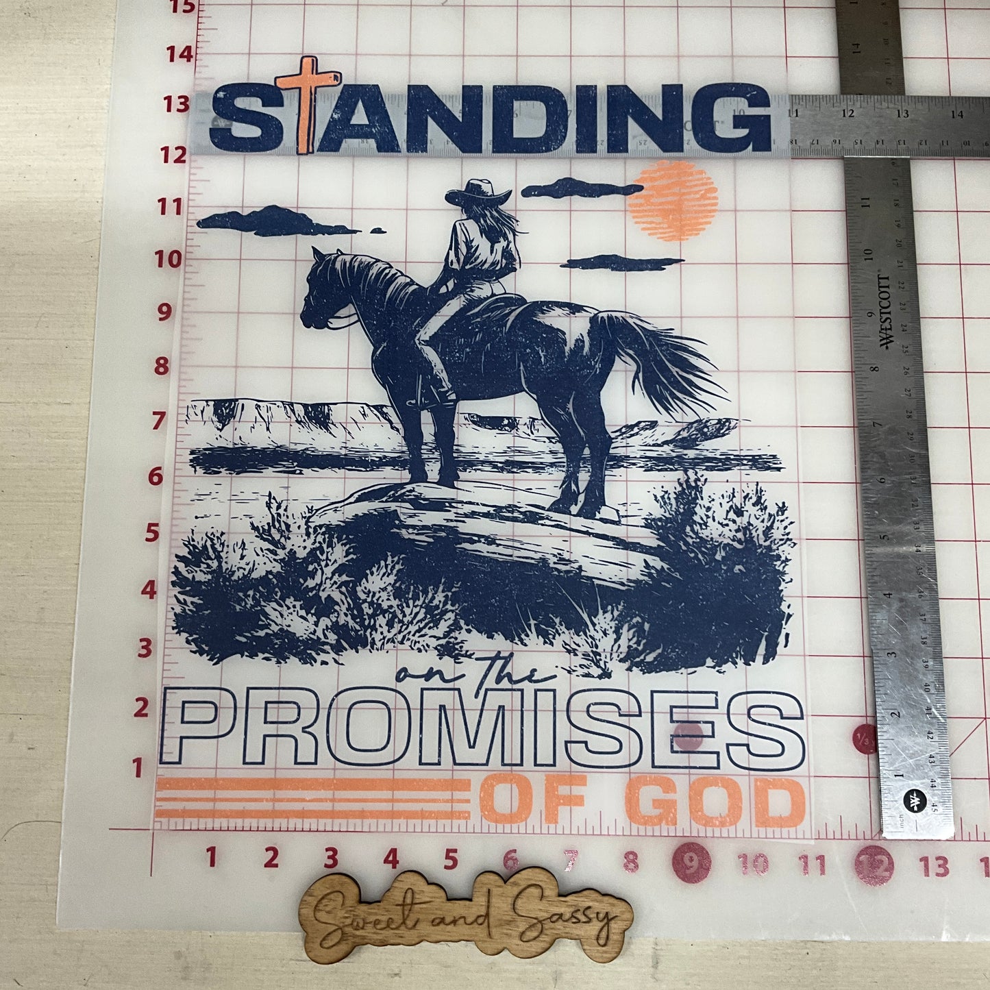 standing on the promises Horse blue distress DTF Transfer Design