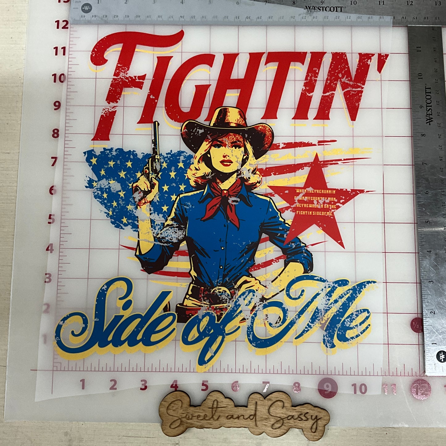 Fightin Side of Me Cowgirl DTF Transfer Design