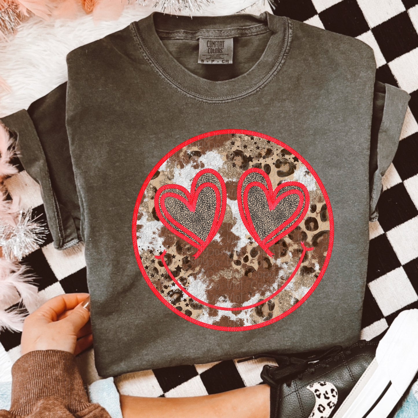 Faux Embroidery Smiley DTF Transfer Design