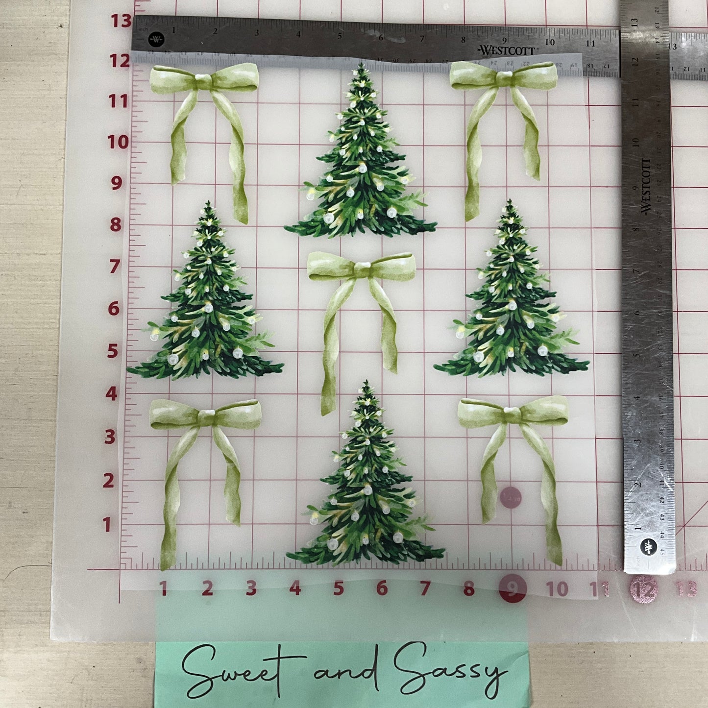 christmas bows and trees stacked DTF Transfer Design