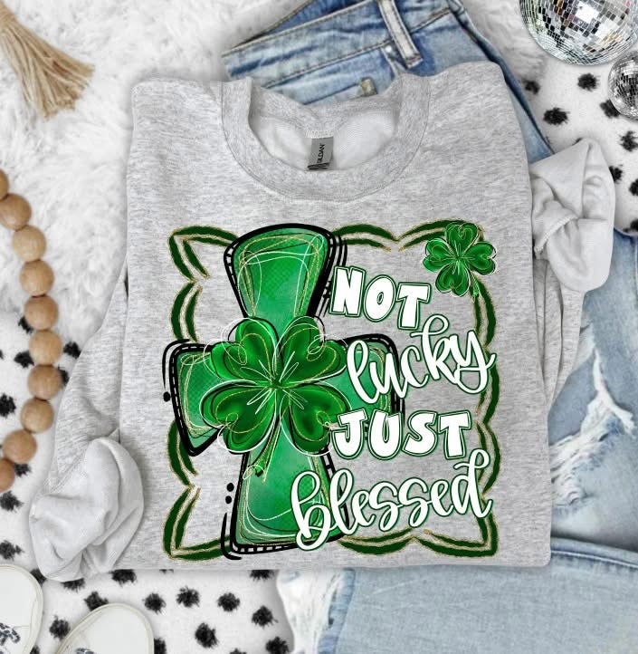 not lucky just blessed clover cross DTF Transfer Design
