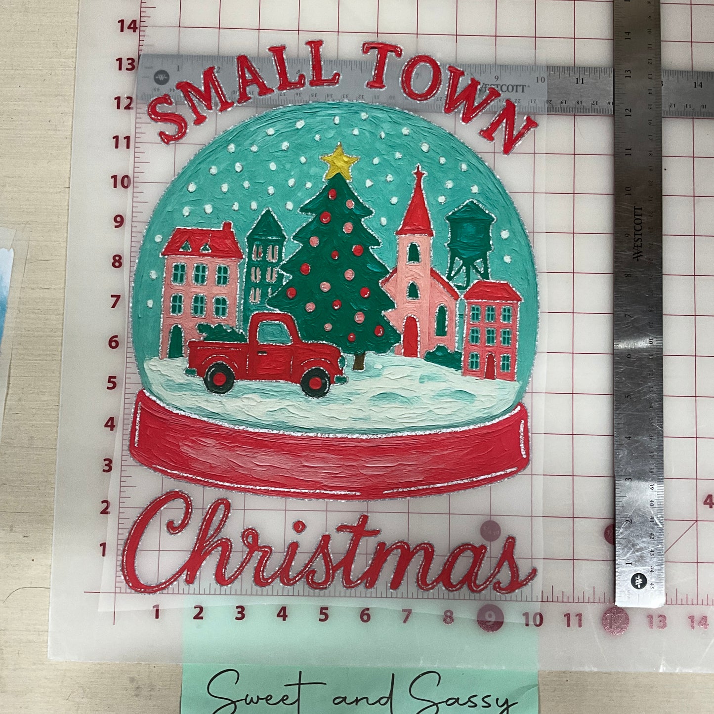 snow globe Small Town Christmas DTF Transfer Design
