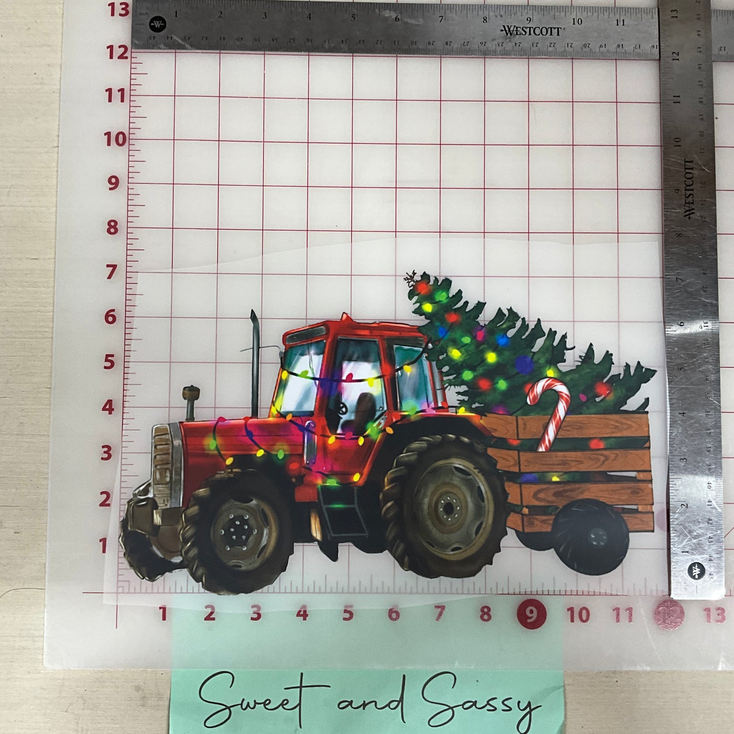 christmas red tractor DTF Transfer Design