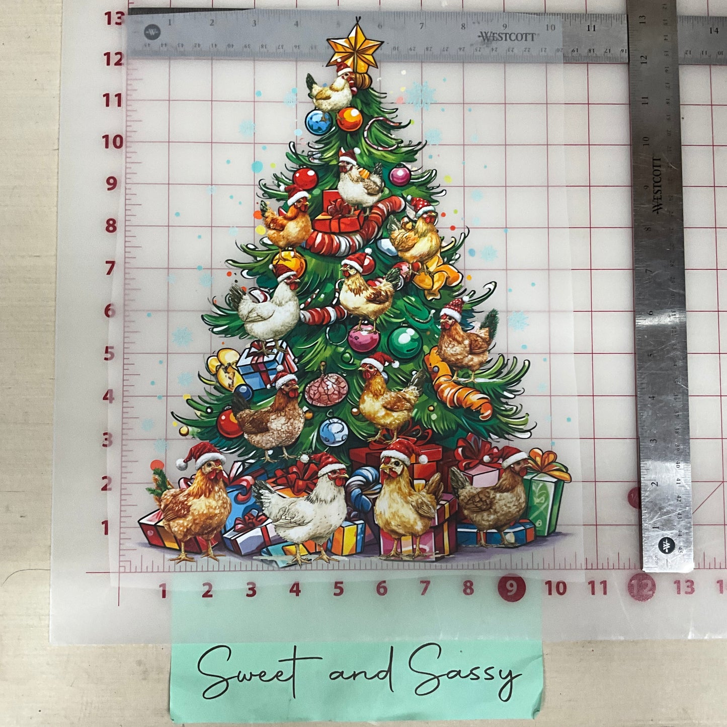 chicken christmas tree DTF Transfer Design