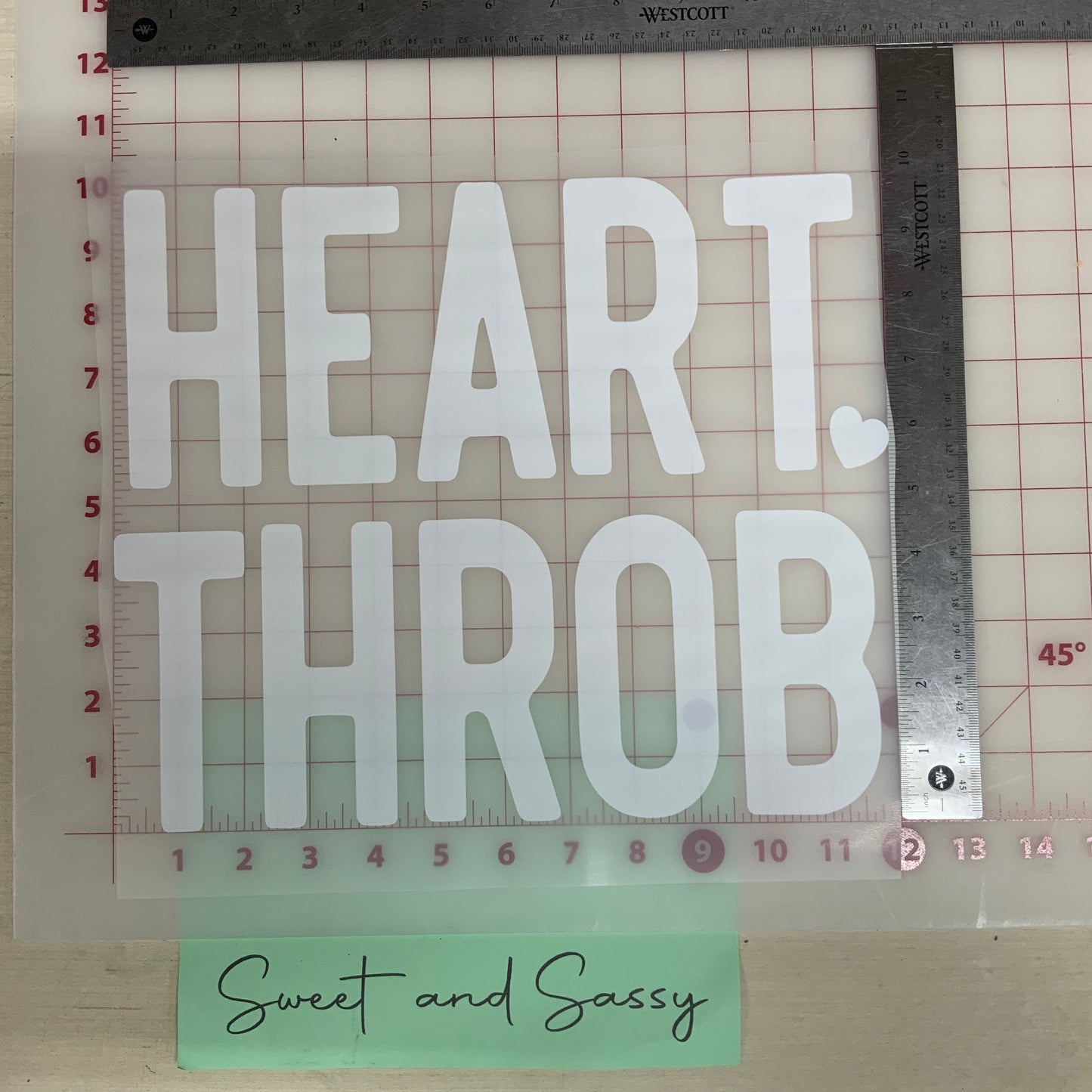 Heart Throb White DTF Transfer Design