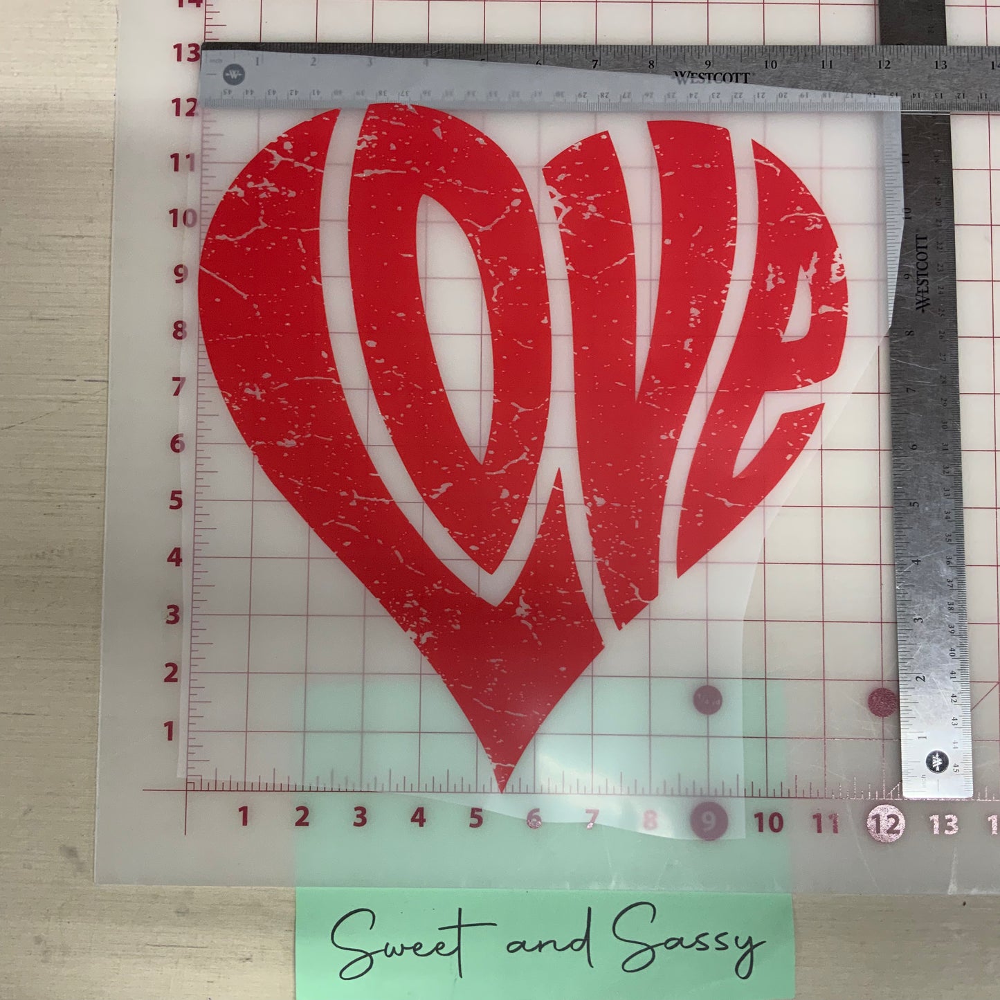 Love Heart Distressed DTF Transfer Design