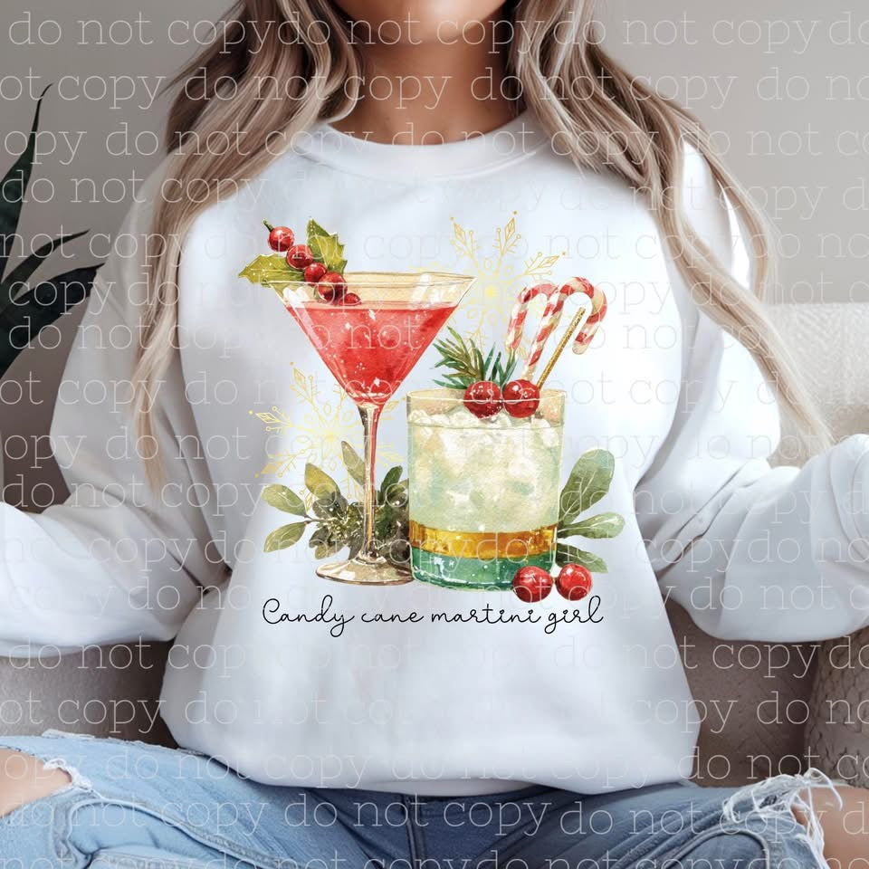 Candy cane martini girl DTF Transfer Design