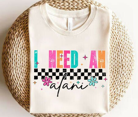 I need an Alani checkered DTF Transfer Design