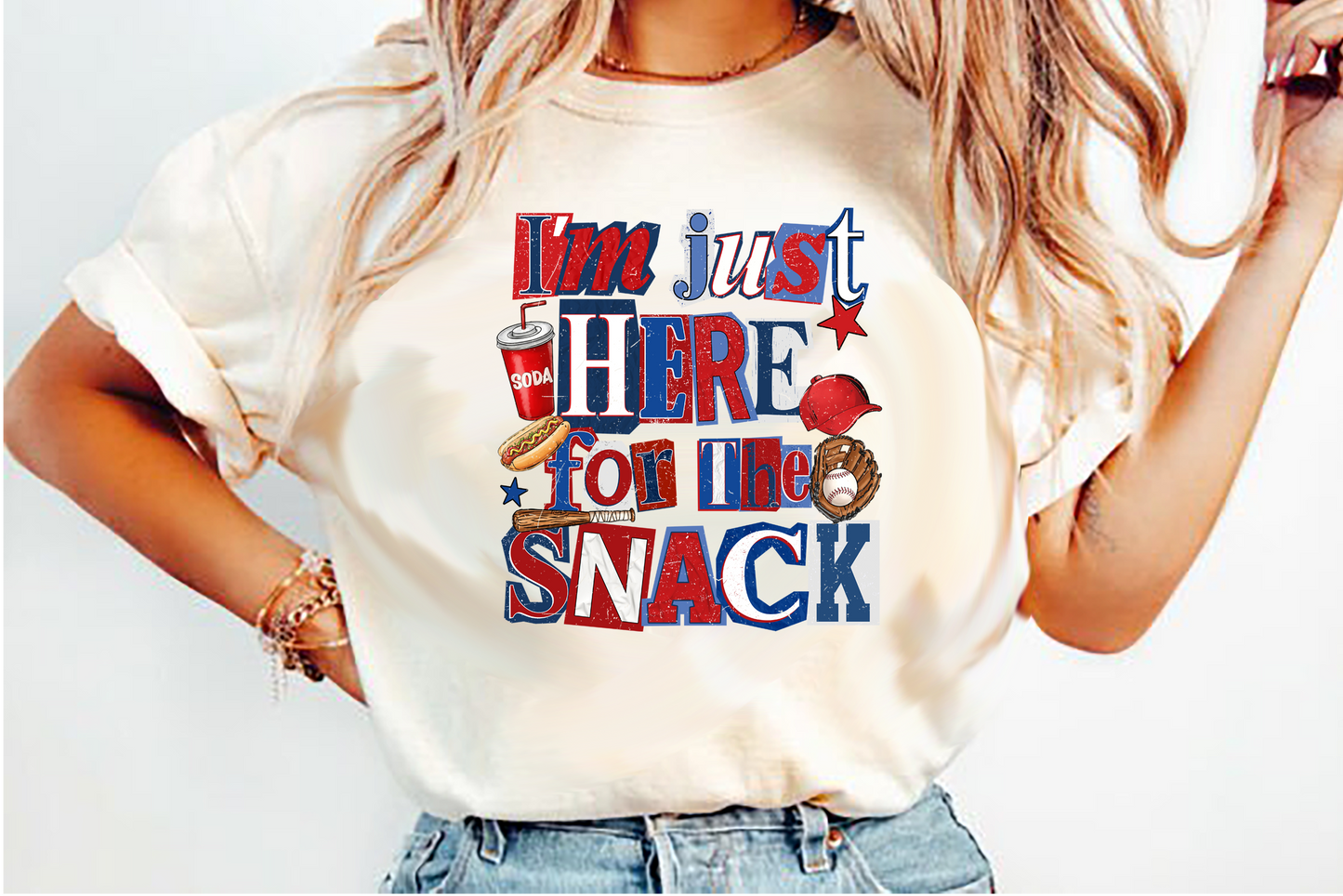 I'm Just Here for the Snack Ballpark Snacks DTF Transfer Design