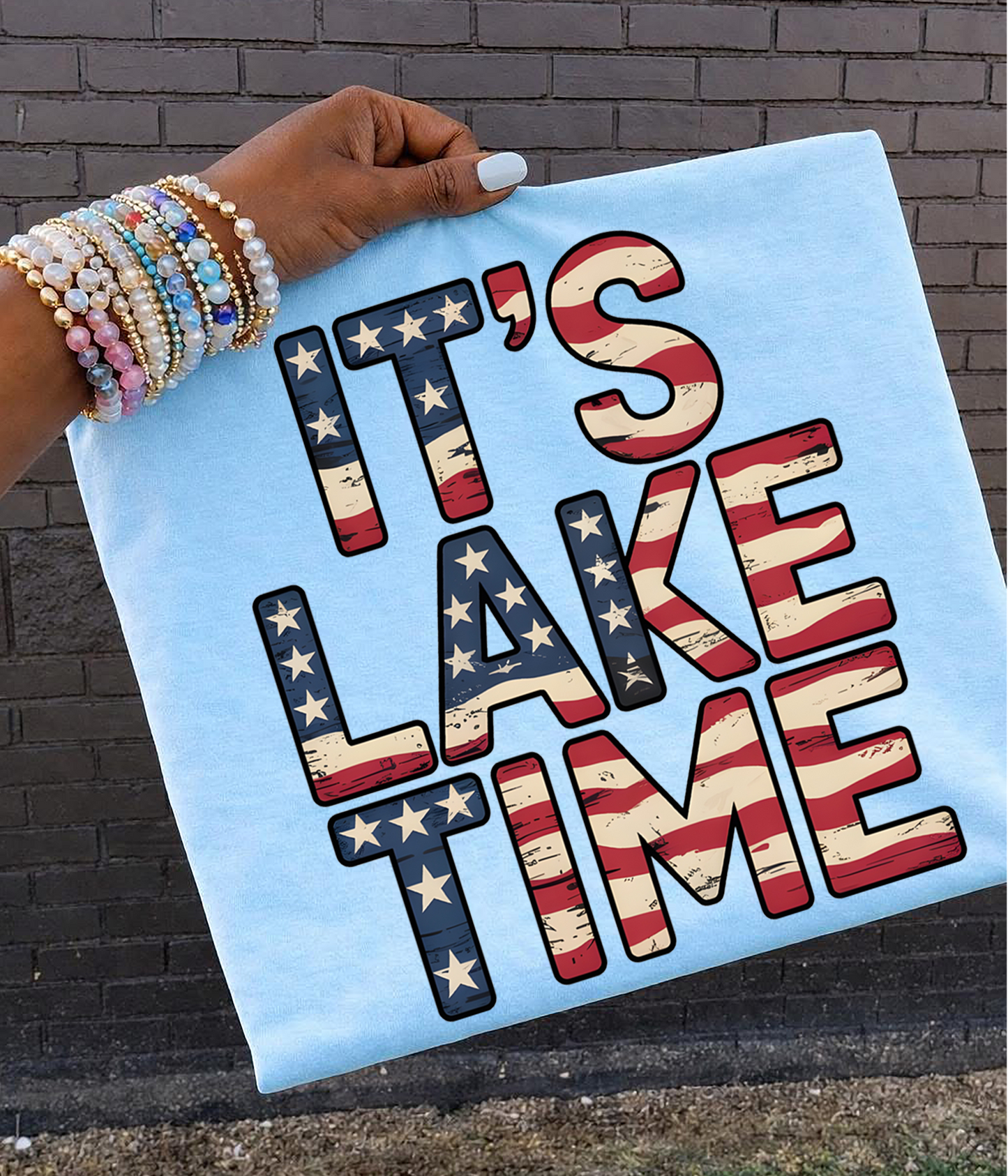 It's Lake Time USA flag DTF Transfer Design