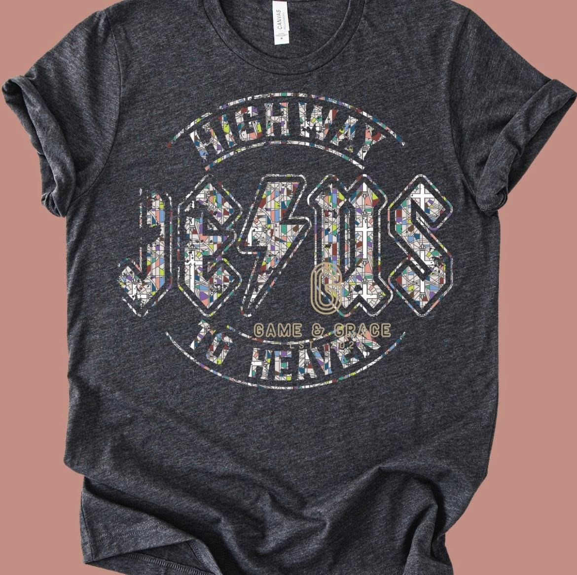 Jesus Highway to Heaven stained glass DTF Transfer Design