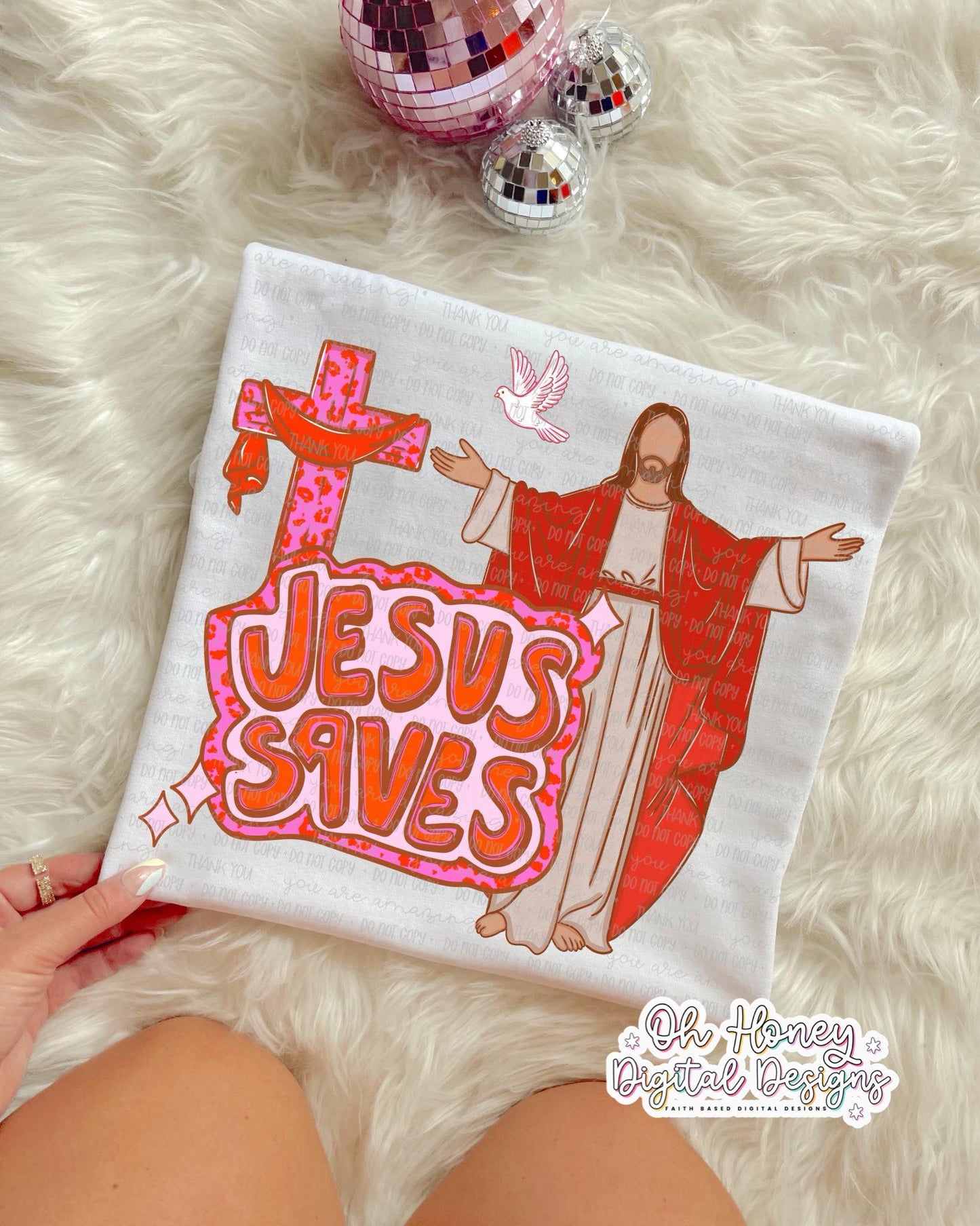 Jesus saves Pinkish DTF Transfer Design
