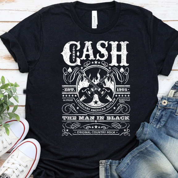 Johnny Cash White DTF Transfer Design