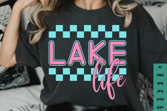 Lake life checkered DTF Transfer Design
