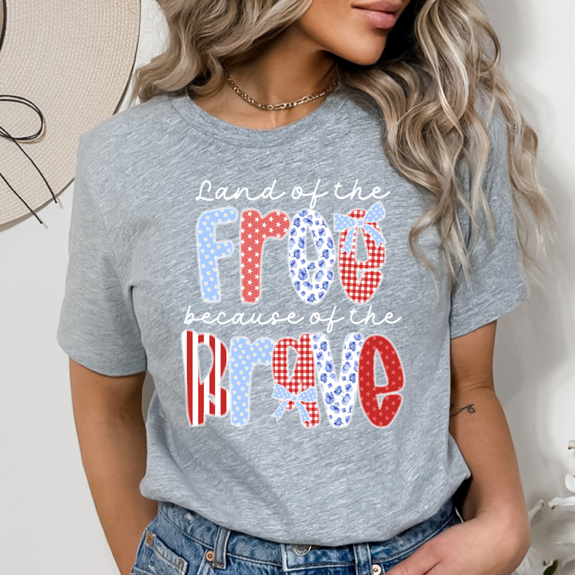 Land of Free Because of the Brave lace DTF Transfer design