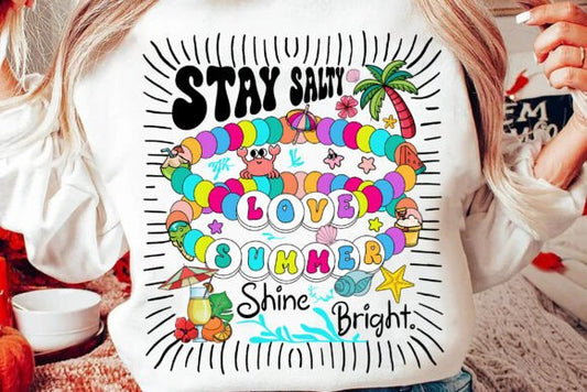 Stay Salty Love Summer Shine Bright DTF Transfer Design CF