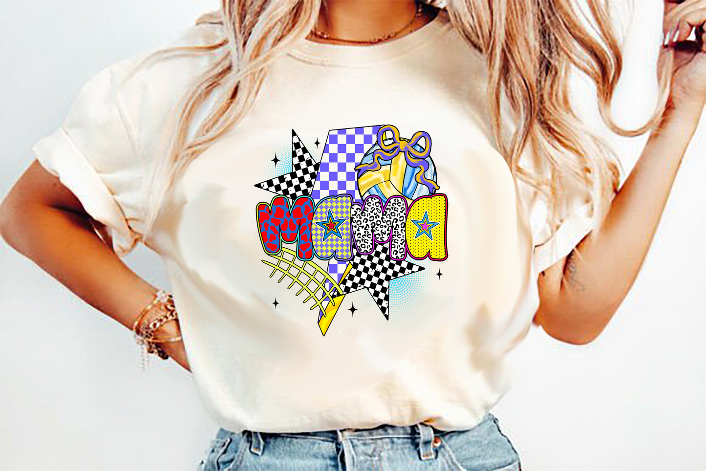 Mama Volleyball dots DTF Transfer Design