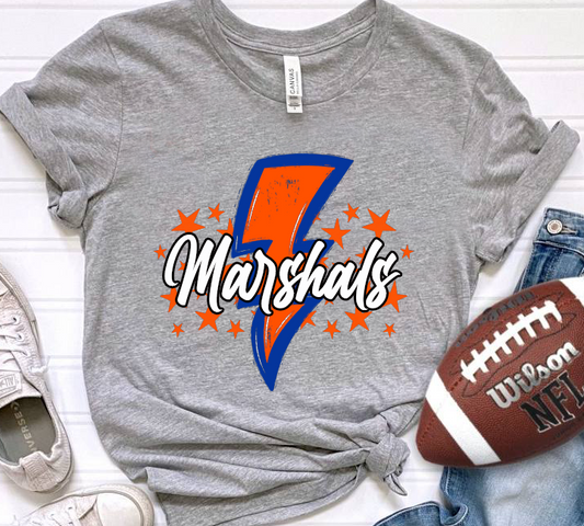 Marshals Orange Bolt and Stars DTF Transfer Design