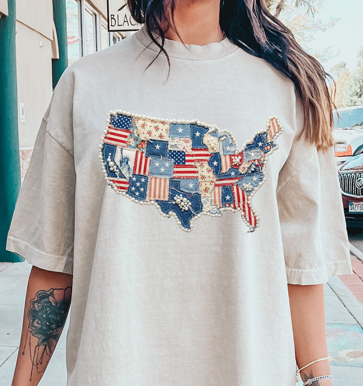 Patchwork United States map usa DTF Transfer Design