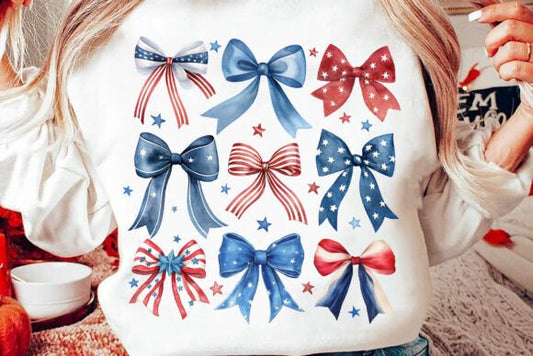 Patriotic Bows DTF Transfer Design CF