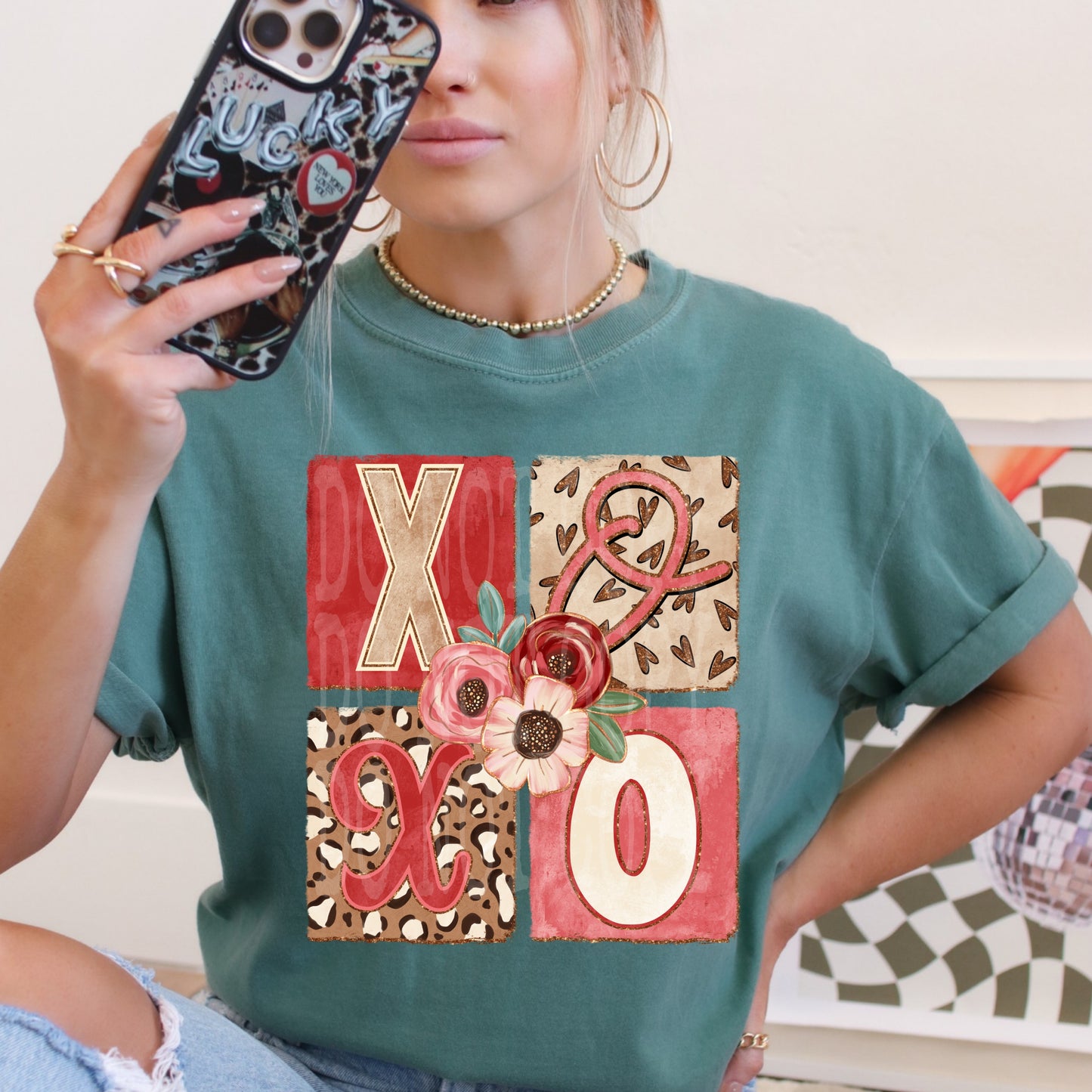 XOXO Floral DTF Transfer Design