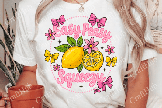 easy peasy squeezy lemons and bows DTF Direct To Film Transfer