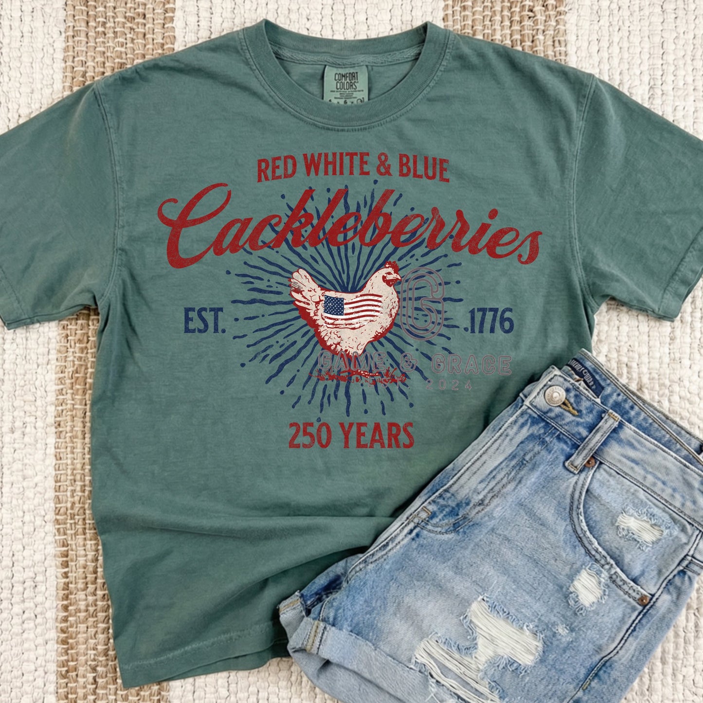 Red White & Blue cackleberries DTF Transfer Design