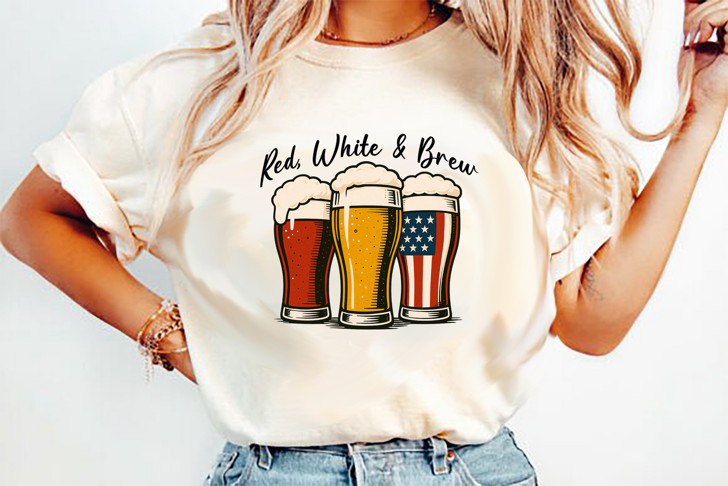 Red White and Brew beers DTF Transfer design
