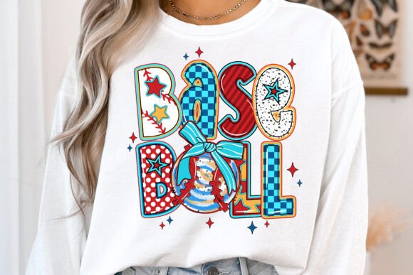 Retro baseball coquette word art DTF Transfer Design CF