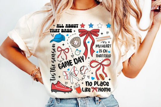 Baseball coquette collage DTF Transfer Design CF