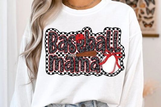 Baseball mama glitter leopard print DTF Transfer Design CF