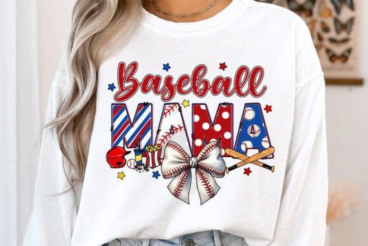 Baseball Mama Coquette baseball bow DTF Transfer Design CF