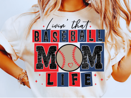 Livin' that Retro Baseball Mom Life DTF Transfer Design