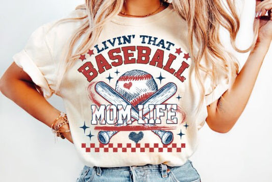 Livin' that baseball mom life retro DTF Transfer Design CF