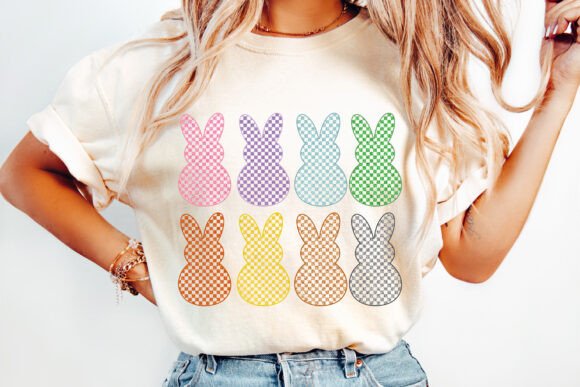 Retro Checkered Easter Bunnies DTF Transfer Design CF