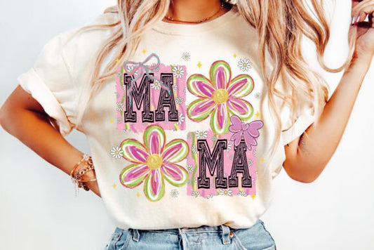 Retro Mama daisies DTF Transfer Design CF