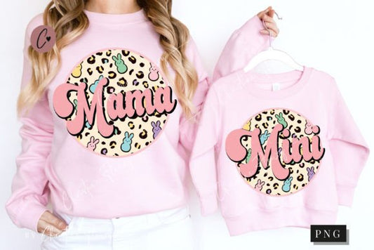 Retro Easter Mama and Mini DTF Transfer Design CF