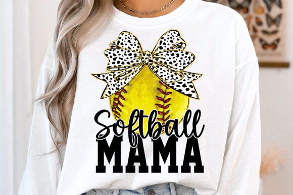 Softball Mama coquette dalmatian dot bow  DTF Transfer Design CF