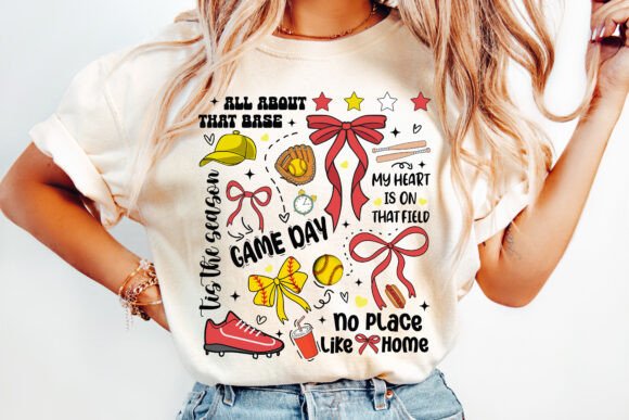 Softball coquette collage color DTF Transfer Design CF