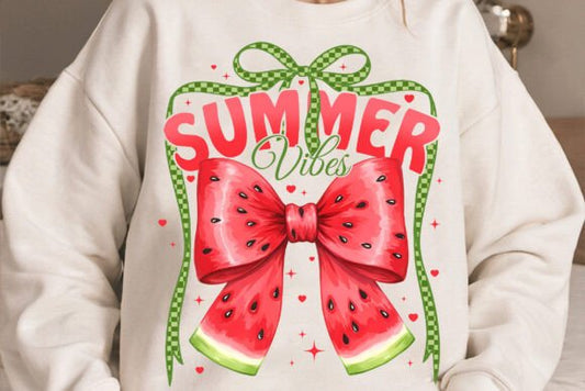 Summer Vibes Watermelon Coquette Bow DTF Transfer Design CF