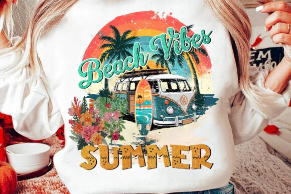 Summer Vibes Summer Retro DTF Transfer Design CF