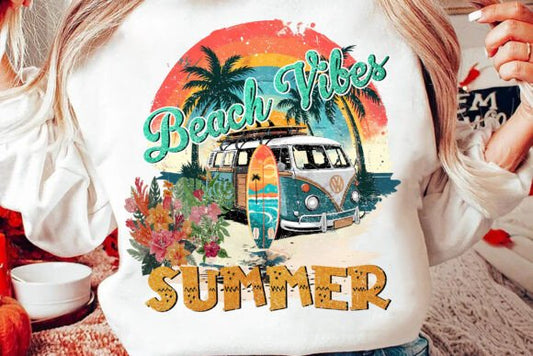 Summer Vibes Summer Retro DTF Transfer Design CF