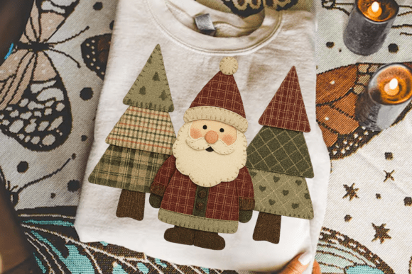Santa tree patchwork DTF Transfer Design