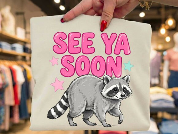 See ya soon raccoon DTF Transfer Design
