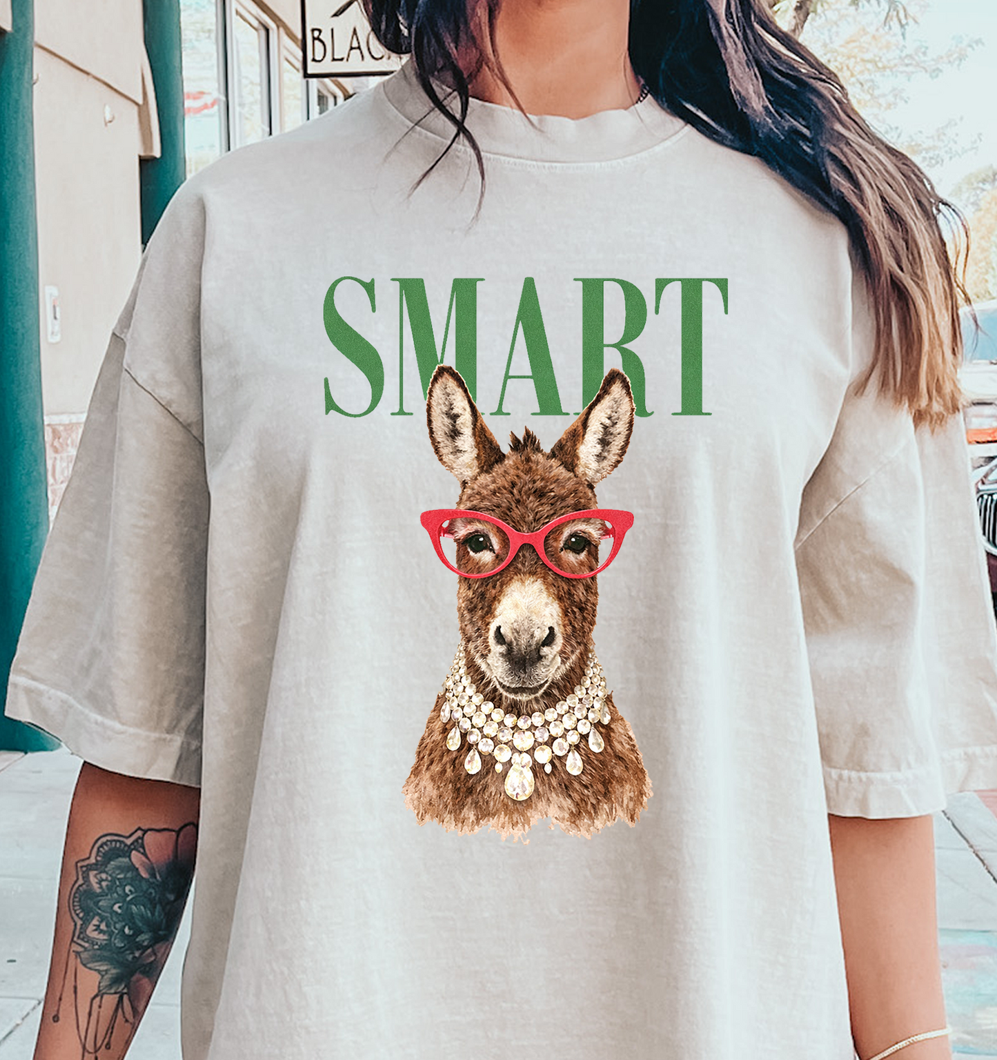 Smart Ass with glasses and pearls DTF Transfer Design